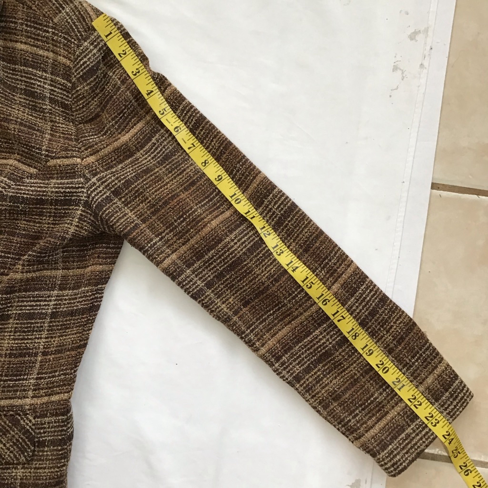 SAG HARBOR Vintage Women Brown Plaid Career Blazer, Size 14 - Picture 11 of 13